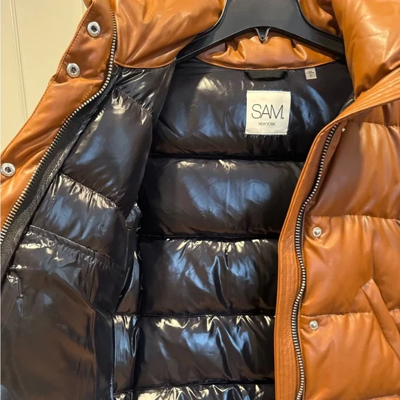Sam Isabel Vegan leather down puffer jacket S